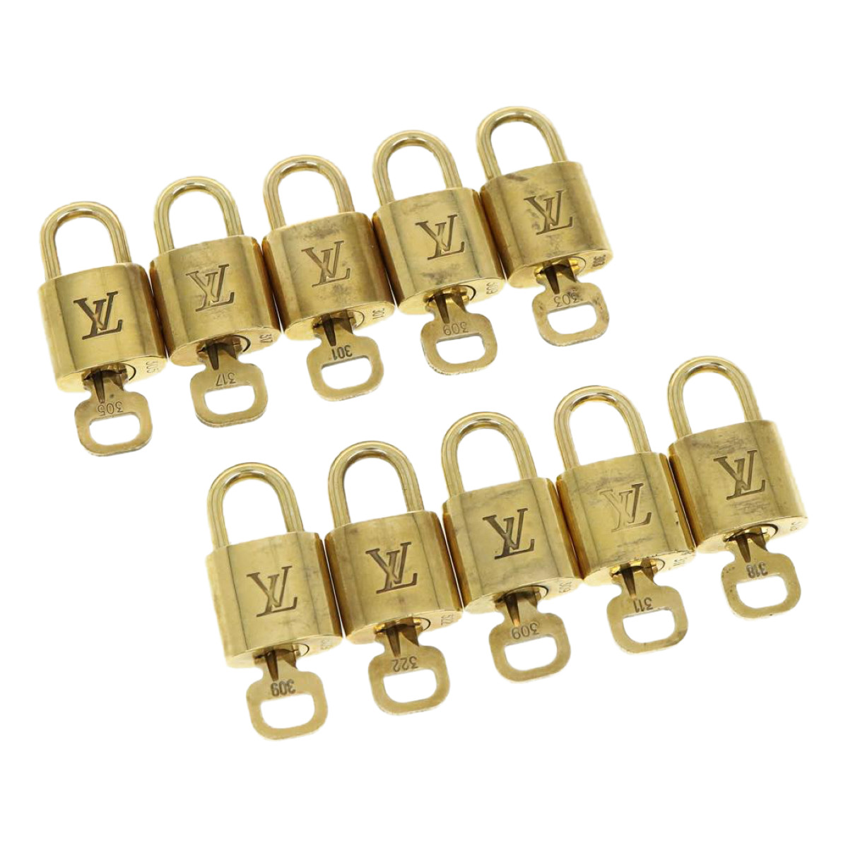 Louis Vuitton Padlock 10set Gold Tone Lv Auth 30719
